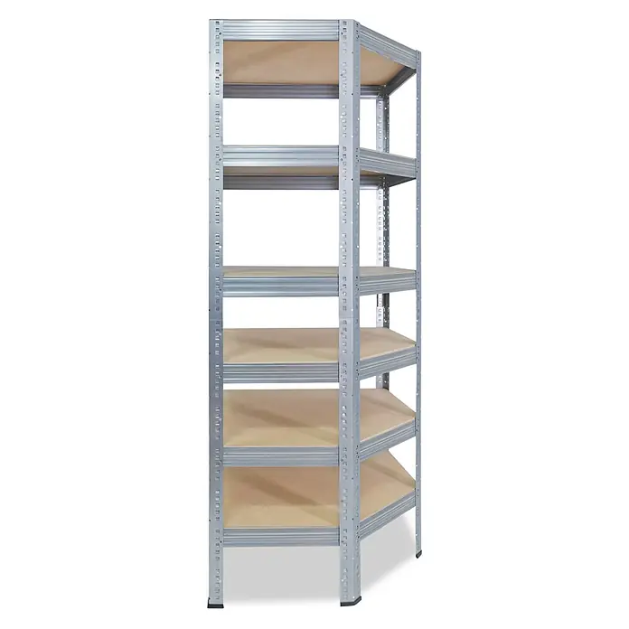 shelfplaza Eckregal Pro verzinkt 180x60x30 cm, 6 Böden 166 kg -  - Robustes Metallregal mit fünf verstellbaren Holzböden.