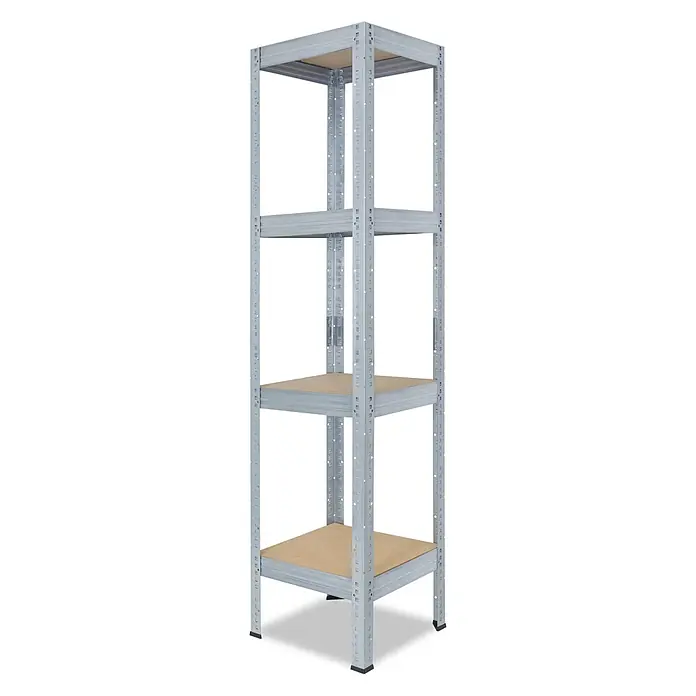 shelfplaza Schwerlastregal Pro verzinkt 200x60x60 cm, 4 Böden 200 kg -  - Fünfstöckiges Schwerlastregal aus verzinktem Stahl mit hellbraunen Holzablagen.