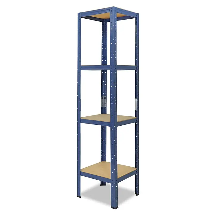 shelfplaza Schwerlastregal HOME - H x B x T: 180 x 60 x 60 cm, Traglast pro Boden: 175 kg, Anzahl Böden: 4 Stk., Stecken, blau - Blaues Metallregal mit fünf verstellbaren Holzablagen.