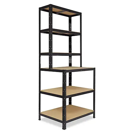 shelfplaza Werkbank Regal Black schwarz 190x80x60 cm, 6 Böden 145 kg