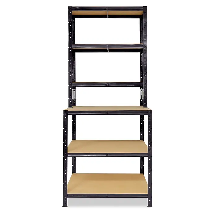 shelfplaza Werkbank Regal Black schwarz 190x80x60 cm, 6 Böden 145 kg - 