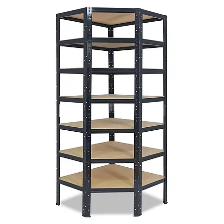 shelfplaza Eckregal Black schwarz 230x70x45 cm, 7 Böden 125 kg