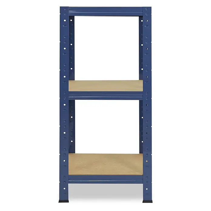 shelfplaza Schwerlastregal HOME - H x B x T: 90 x 50 x 50 cm, Traglast pro Boden: 175 kg, Anzahl Böden: 3 Stk., Stecken, blau - Blaues Metallregal mit drei verstellbaren Holzböden zur Aufbewahrung.