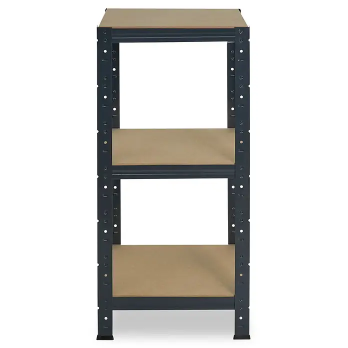 shelfplaza Schwerlastregal Home anthrazit 100x50x50 cm, 3 Böden 175 kg -  - Dunkelgraues Metallregal mit drei hellbraunen MDF-Ablagen zur Aufbewahrung.