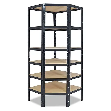 shelfplaza Eckregal Black schwarz 200x80x50 cm, 6 Böden 145 kg