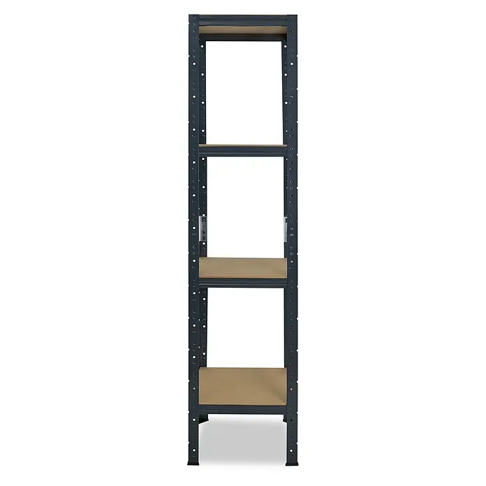 shelfplaza Schwerlastregal HOME - H x B x T: 180 x 60 x 60 cm, Traglast pro Boden: 175 kg, Anzahl Böden: 4 Stk., Stecken, anthrazit - Dunkelgraues Metallregal mit mehreren Holzablagen.