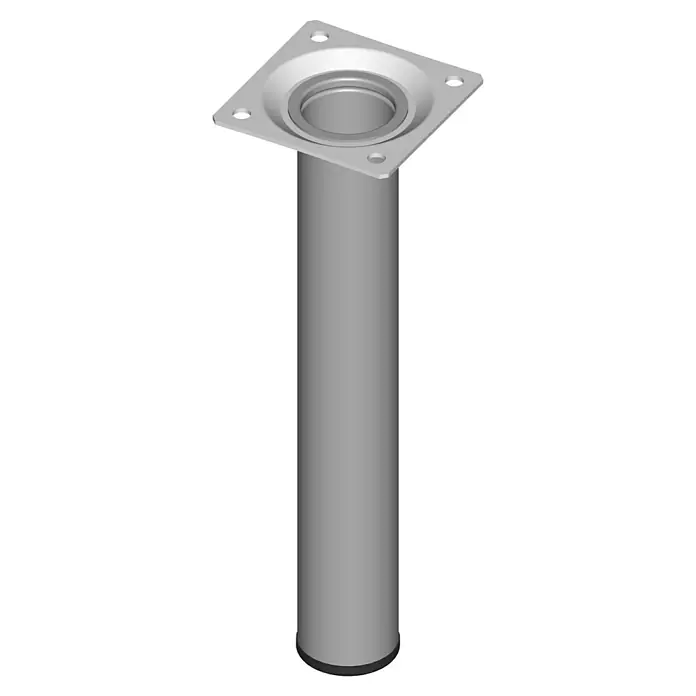 Element System Pata para muebles - Ø x Al: 3 x 20 cm, Capacidad de carga: 50 kg, Acero, Aluminio blanco - Pata metálica con placa cuadrada y eje cilíndrico. Ideal para muebles o aplicaciones industriales.