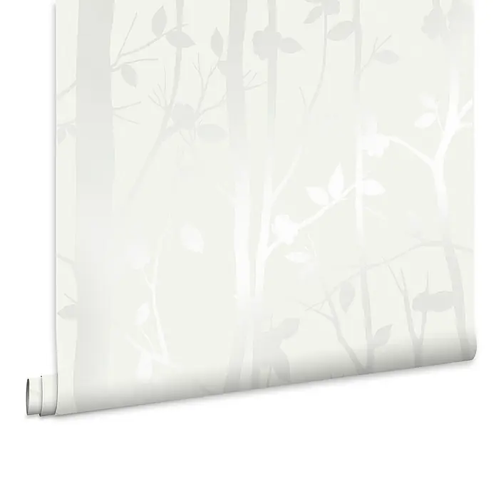 Laura Ashley Vliestapete Vliestapete Pappel Perlmutt - Weiß, Sonstiges, 10 x 0,52 m - Cremefarbene Tapetenrolle mit dezentem Baum- und Blattmuster.
