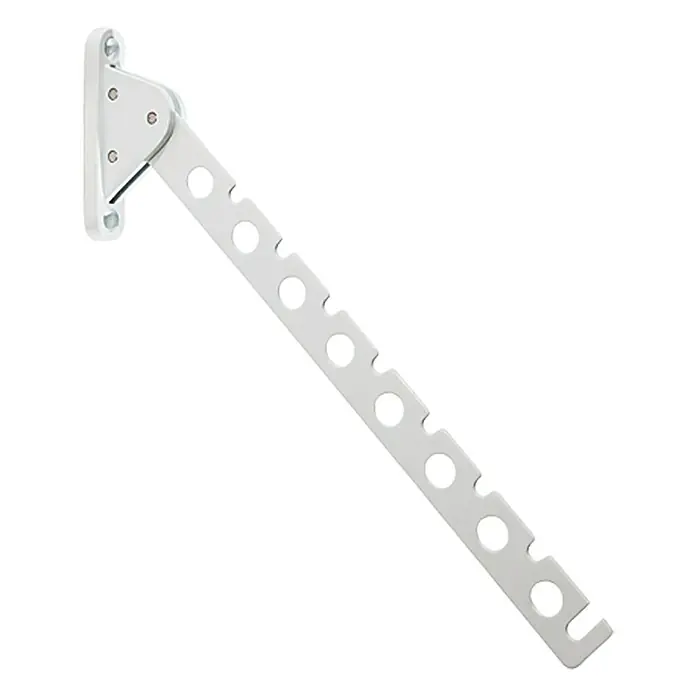 Stabilit Kleiderlüfter - Weiß, 5-fach verstellbar - Wandmontierter, klappbarer Wäscheständer aus Metall mit Löchern zum Aufhängen von Kleidungsstücken.