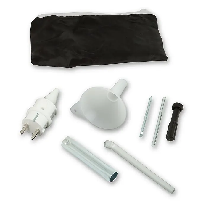 EBERTH Stromerzeuger Inverter 1000 W, 2 PS, 230 V, ECO-Modus, USB - Tankvolumen: 4 l - Zubehör-Set mit schwarzer Tasche, weißem Stecker, Trichter, Metallstangen und verschiedenen Werkzeugen.