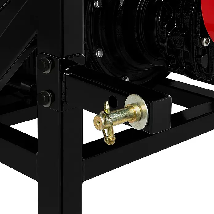 EBERTH Stromerzeuger Zapfwellengenerator 27,5 kVA, 22 kW, AVR, 230/400 V, 3-Punkt -  - Goldener Bolzen mit Splint sichert schwarzen Metallrahmen.