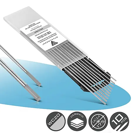 STAHLWERK Wolframelektroden WC20 grau im Set -  5 x 1,6 mm + 5 x 2,4 mm