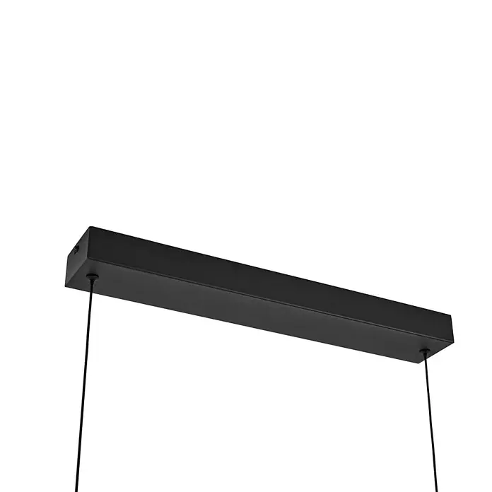 Lucande Pendelleuchte Nivara - messing / gold, gold, Schwarz - Schwarze matte rechteckige Pendelleuchte mit Aufhängungskabeln.