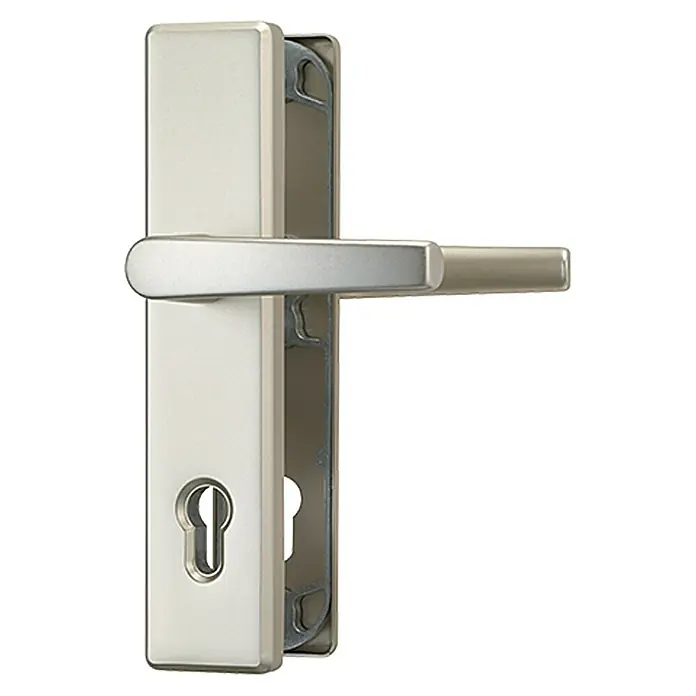 Abus Schutzbeschlag KLN 314 - Wohnungsabschlusstür, Stärke Tür: 37 mm - 47 mm, Aluminium, Drücker beidseitig - Türgriff mit Schlüsselansatz in silberner Ausführung. Ideal für moderne Inneneinrichtungen und bietet erhöhte Sicherheit.