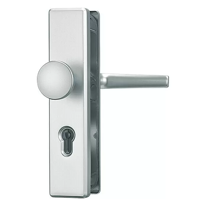 Abus Schutzbeschlag KLN 314 - Wohnungsabschlusstür, Aluminium, Stärke Tür: 37 mm - 47 mm, Knopf außen, Drücker innen