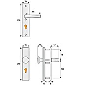 Abus Schutzbeschlag HLN 414 (Hauseingangstür, Neusilber, Türstärke: 52 - 67 mm, Knopf außen, Drücker innen)