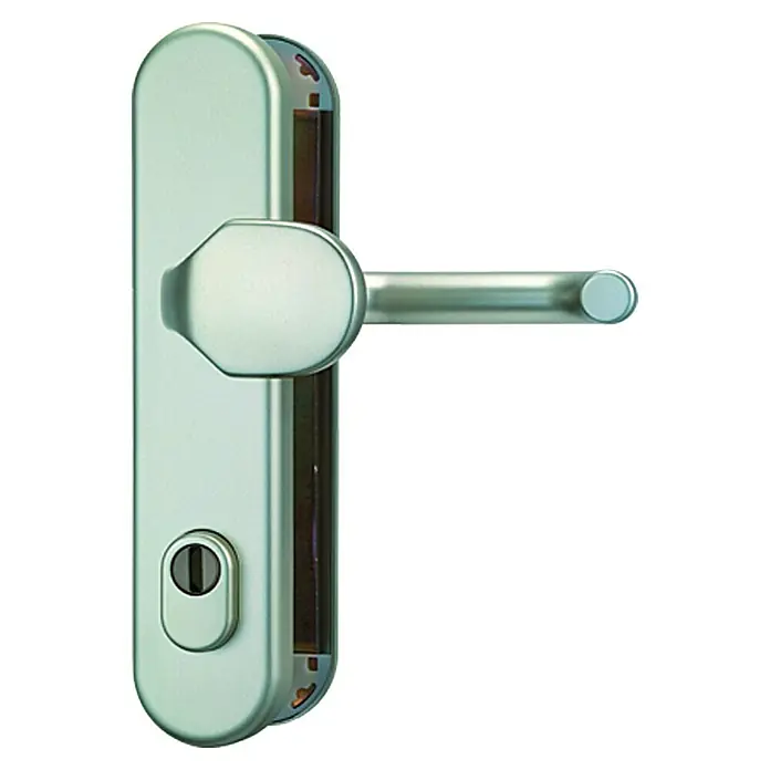 Abus Schutzbeschlag KLZS 714 - Wohnungsabschlusstür, Edelstahl, Stärke Tür: 37 mm - 47 mm, Knopf außen, Drücker innen - Türgriff aus gebürstetem Edelstahl mit Schlüsselrosette für Innentüren. Hochwertige Verarbeitung, zeitloses Design.