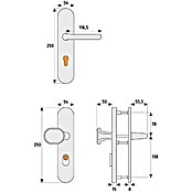 Abus Schutzbeschlag KLZS 714 (Wohnungsabschlusstür, Edelstahl, Türstärke: 37 - 47 mm, Knopf außen, Drücker innen)