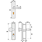 Abus Schutzbeschlag HLZS 814 (Hauseingangstür, Neusilber, Türstärke: 52 - 72 mm, Knopf außen, Drücker innen)