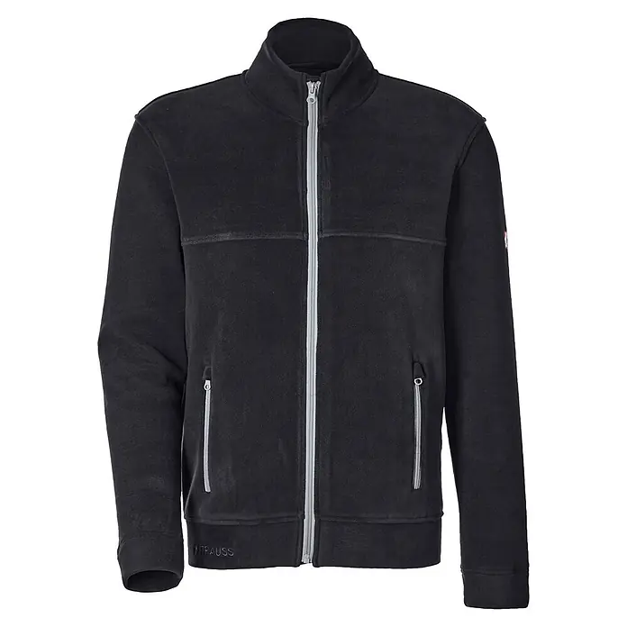 Engelbert Strauss Fleecejacke - Schwarz/Grau, XXL - Schwarze Fleecejacke mit durchgehendem Reißverschluss, Stehkragen und seitlichen Reißverschlusstaschen.