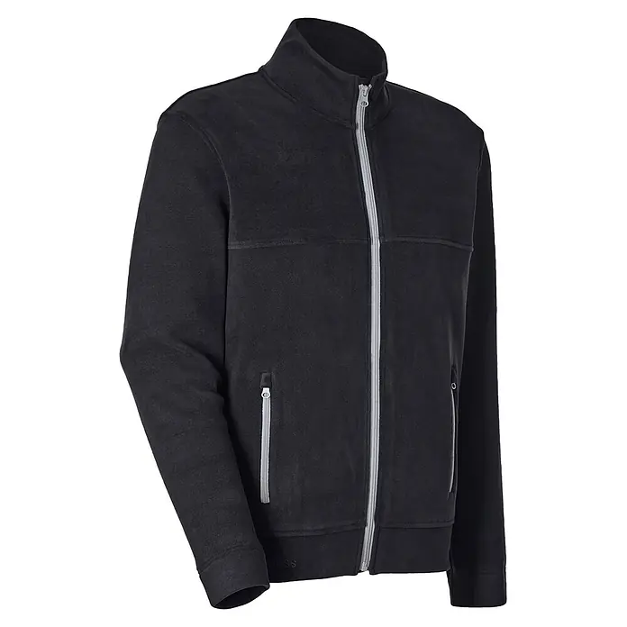 Engelbert Strauss e.s.line.core Fleecejacke - Schwarz/Grau, S - Dunkelgraue Fleecejacke mit durchgehendem Reißverschluss, Stehkragen und Reißverschlusstaschen.