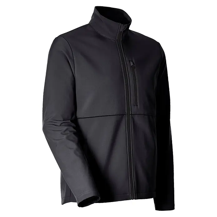Engelbert Strauss e.s.line.core Softshell-Jacke - Schwarz, XL - Dunkelgraue Softshelljacke mit durchgehendem Reißverschluss und Brusttasche auf der Vorderseite.