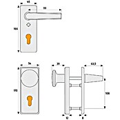 Abus Schutzbeschlag KKT 512  (Wohnungsabschlusstür, Aluminium, Türstärke: 37 - 47 mm, Knopf außen, Drücker innen)