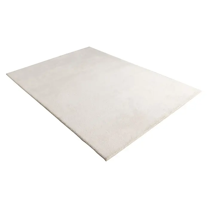 Kayoom Fellteppich Boundless 225 - Weiß, 170 x 120 cm, 90 % Polyester, 10 % Baumwolle - Rechteckiger, cremefarbener Teppich mit weicher, subtiler Textur.