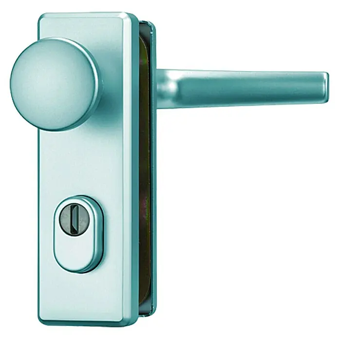 Abus Schutz-Wechselgarnitur KKZS 700 - Stärke Tür: 37 mm - 47 mm, Metall, Neusilber, Knopf außen, Drücker innen - Türgriff aus Edelstahl mit Schloss und Drehknopf für Innentüren. Modernes Design für stilvolle Akzente.