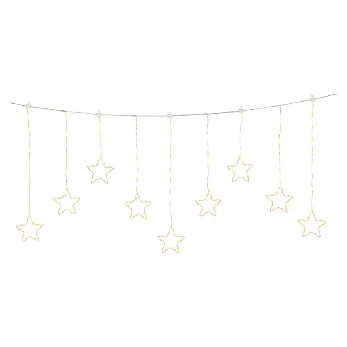 Lumineo Guirnalda luminosa LED Cortina de Estrellas 8 funciones - Para exterior, Color de luz: Blanco cálido, Número de bombillas: 156 ud., Funcionamiento en red - Guirnalda de luces LED con estrellas blanco cálido.