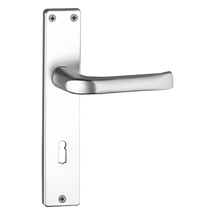 Stabilit LangschildStärke Tür: 35 mm - 45 mm, Aluminium, L-Form, Langschild - Elegante Türgarnitur aus Metall mit einem schlanken Hebel und einer länglichen Platte mit Schlüsselloch. Ideal für moderne Inneneinrichtungen.