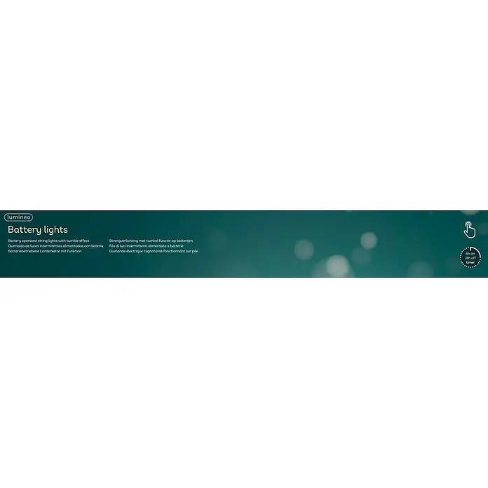 Lumineo Guirnalda luminosa LED a Batería - Para exterior, Blanco cálido tradicional, Número de bombillas: 480 ud., 12 m, Funciona con pilas - Guirnalda de luces a batería Lumineo con efecto parpadeo y función de temporizador 6h encendido/18h apagado.