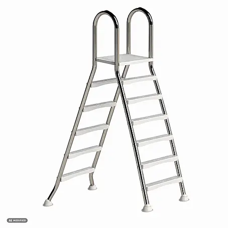 Ideal Eichenwald  Anlegeleiter Poolleiter Modell 57 Hochbeckenleiter freistehend Beckenhöhe 1,50m/1,50m 5