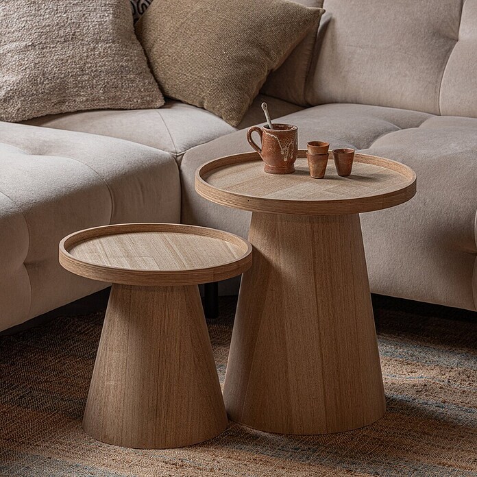 Woood Bijzettafel Maud (Rond, Naturel, Ø x h: 45 x 50 cm) | BAUHAUS
