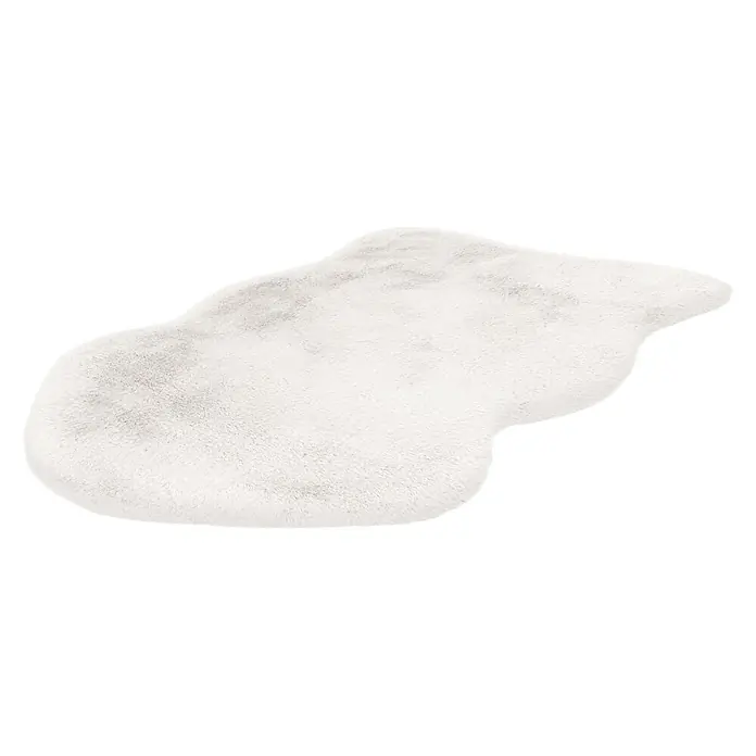 Kayoom Kunstfell Boundless 226 - Weiß, 90 x 60 cm, 90 % Polyester, 10 % Baumwolle - Weißer unregelmäßiger Kunstfellteppich.