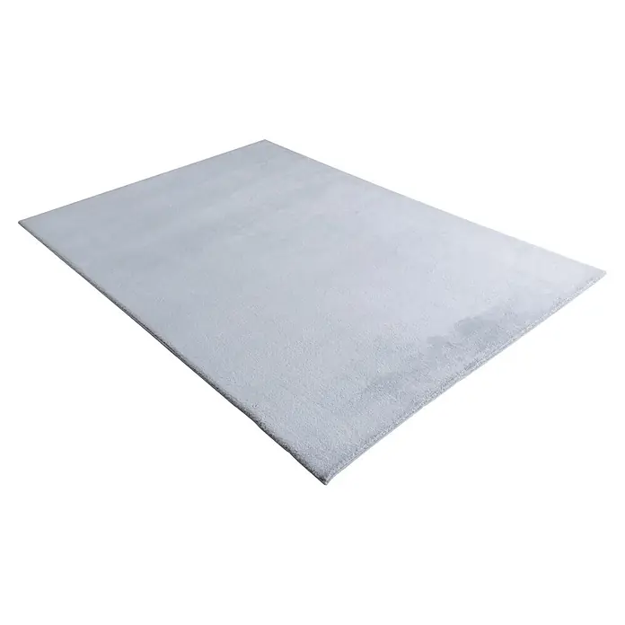 Kayoom Fellteppich Boundless 225 - Grau, 170 x 120 cm, 90 % Polyester, 10 % Baumwolle - Hellgrauer rechteckiger Teppich mit glatter, weicher Textur.