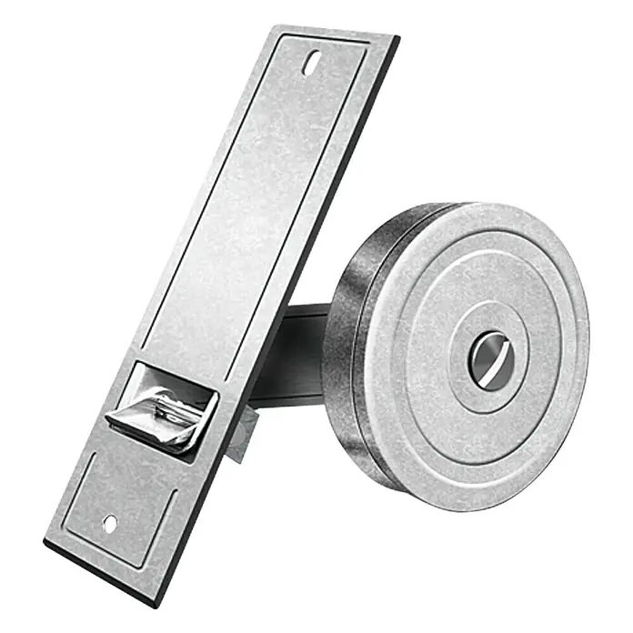 Schellenberg Recogedor de cinta de persiana Maxi - Distancia entre orificios: 135 mm, Anchura de la correa: 23 mm, Máx. Longitud de la cinta: 5,6 m - Tope de puerta universal plateado con cerrojo. Ideal para mantener las puertas abiertas de forma segura y evitar accidentes. Construcción duradera.