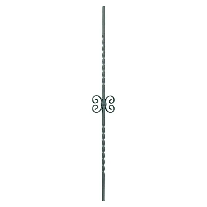 Geländerstab - 1 x C-Bogenpaar, Länge: 1.000 mm - Elegantes Baluster-Detail: Gedrehter Stab mit dekorativem Ornament in der Mitte, ideal für stilvolle Treppengeländer.