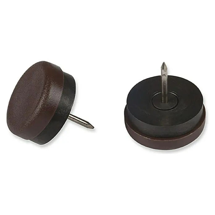 Stabilit Protector para muebles - Diámetro: 25 mm, Redonda, Marrón - Dos deslizadores marrones con clavo para muebles. Ideal para proteger los pisos de rayones y daños causados por muebles.