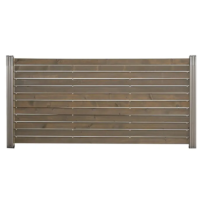 GartenLand Steckzaun-Element Holz Zaun Craftwood Ohne Pfosten Ohne Abschlussleiste - B x H: 180 x 87 cm, Grau, Holz - Dunkelgraues Lamellen-Sichtschutzelement aus Holz mit grauen Metallpfosten.