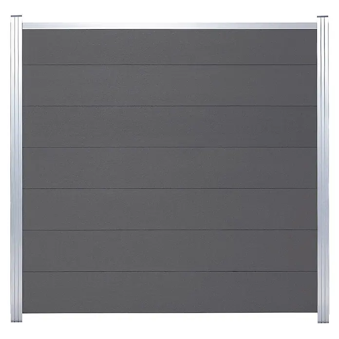 GartenLand Steckzaun-Element WPC Zaun Ameland Ohne Pfosten Ohne Abschlussleiste - B x H: 180 x 180 cm, Schiefergrau, Verbundwerkstoff