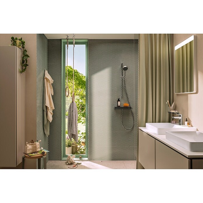 Hansgrohe Pršni drog z ročno prho Activera Eco  (Krom/temno siva, Višina: 67 cm) | 3726 - Brausegarnituren Marke | DAFD - Brausen und Zubehör Marke | DAF - Armaturen Brausen | DA - Badausstattung/Bäderwelt | D - Sanitär | BAUHAUS