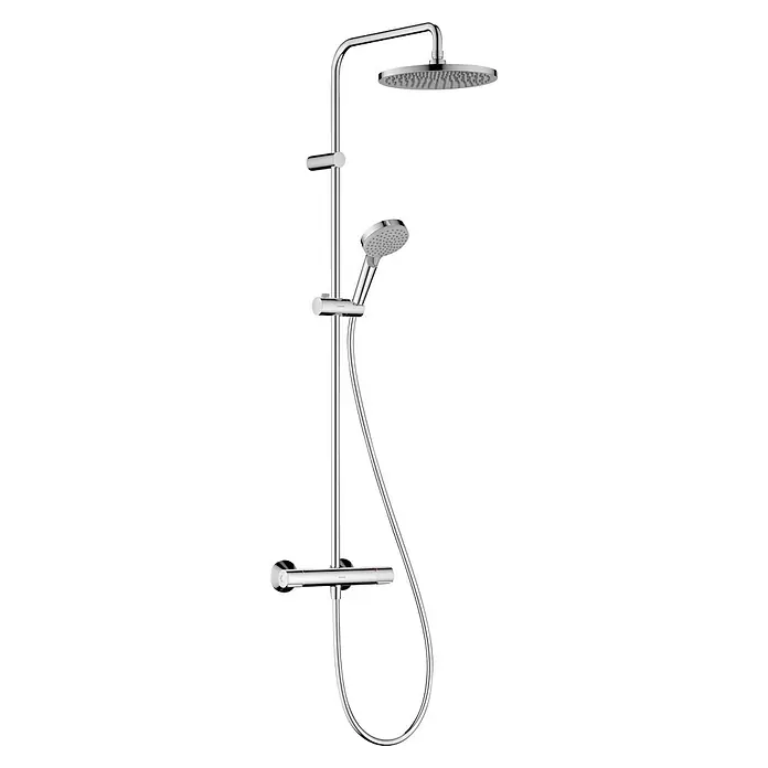 Hansgrohe Duschsystem Moventa S 240 - Lochabstand: 138 cm - 162 cm, Anzahl Strahlarten: 1 Stk. - Verchromtes Duschsystem mit Kopf- und Handbrause sowie Thermostatmischer.