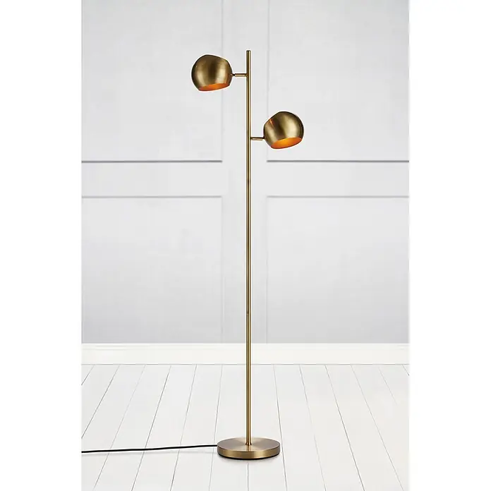 Markslöjd Stehleuchte Edgar - 40 W, Höhe: 145 cm, Antik, E14 - Messing-Stehleuchte mit zwei kugelförmigen, verstellbaren Köpfen.