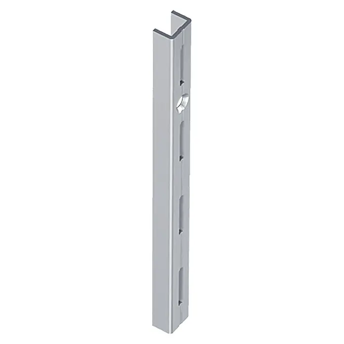 Element System Guía para la pared EL 50 - Largo: 200 cm, Blanco, Específico para: Soporte con trama de 50 mm, Sistema de un solo orificio - Riel de pared plateado con perfil en U, ideal para montar estantes y otros elementos en sistemas de estanterías flexibles.