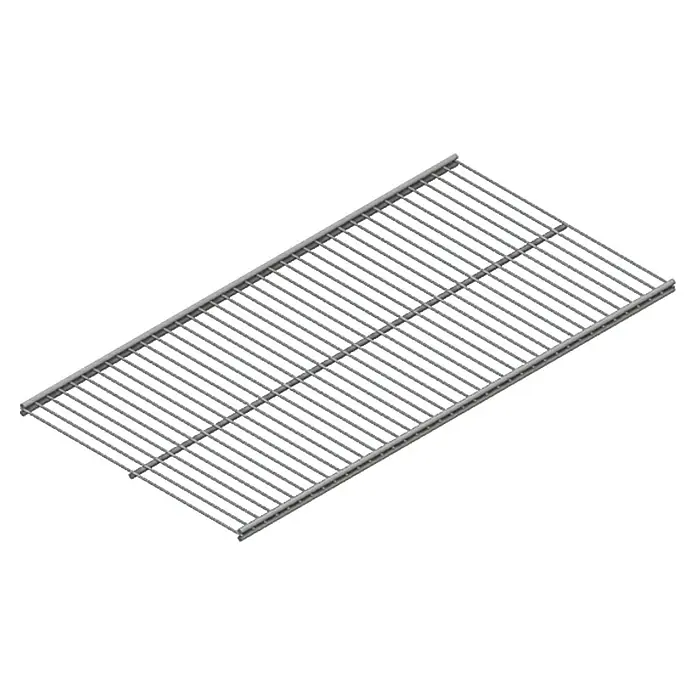 Element System Twin Drahtboden Vario90 x 40 cm, Geeignet für: Twin Drahtbodenträger, Weiß/Aluminium - Ein rechteckiger, grauer Grillrost mit schmalen, horizontalen Stäben, ideal zum Grillen von Speisen im Freien. Das robuste Design sorgt für gleichmäßige Hitzeverteilung.