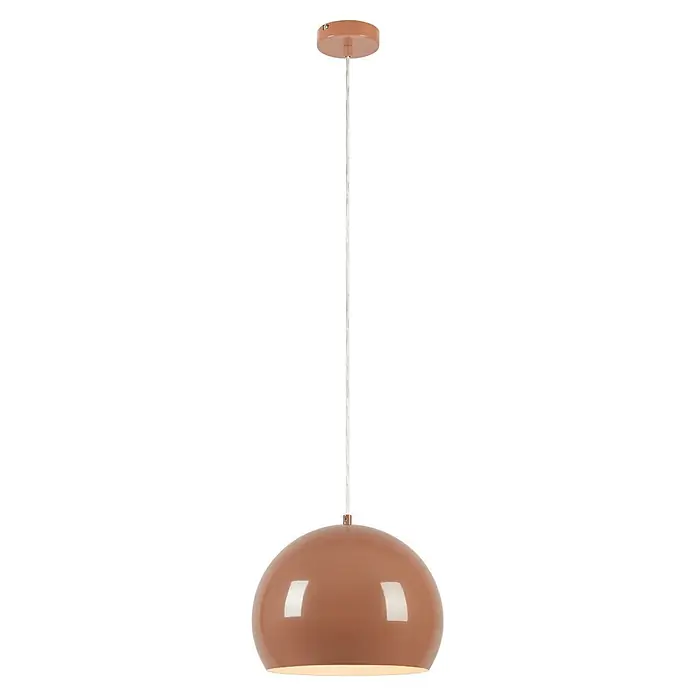 Markslöjd Pendelleuchte rund - Ø x H: 20 x 23 cm, Braun, GU10 - Glänzende kupferfarbene Hängeleuchte in Kuppelform mit weißem Kabel.
