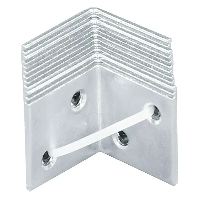 Vormann Escuadra ancha Paquete ahorro - L x An: 40 x 40 mm, 12 ud., Acero, Plateado - Disipador de calor de aluminio en forma de L con aletas de enfriamiento y orificios de montaje para componentes electrónicos.