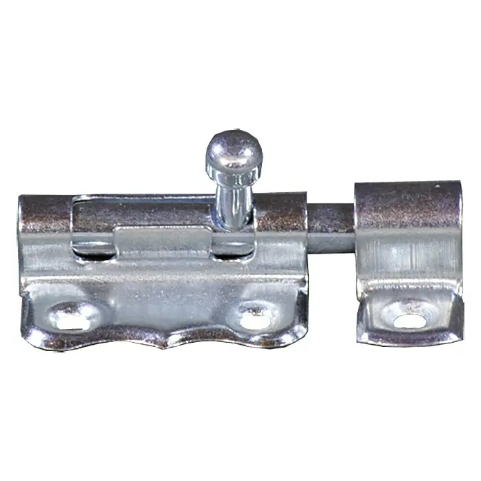 Vormann Pestillo - 53 x 35 mm - Primer plano de un cerrojo de cañón plateado.