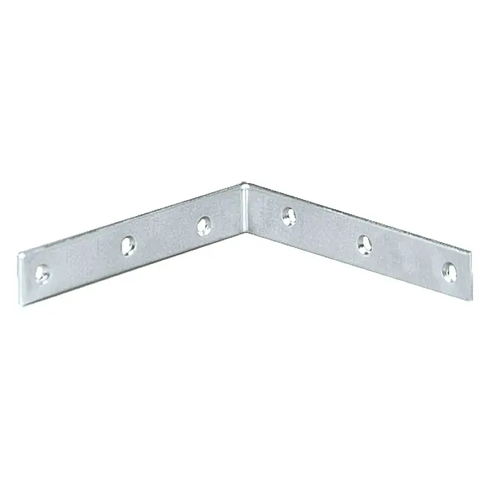 Stabilit Escuadra de silla - L x An x Al: 150 x 150 x 25 mm, 1 ud., Acero - Un soporte de ángulo plateado con múltiples agujeros para tornillos para sujetar a las superficies.